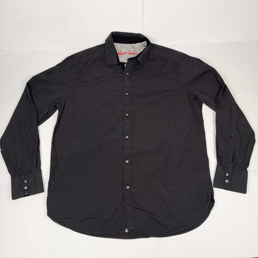 Robert Graham Mens Classic Fit Black Long Sleeve Button-Up Shirt Size L